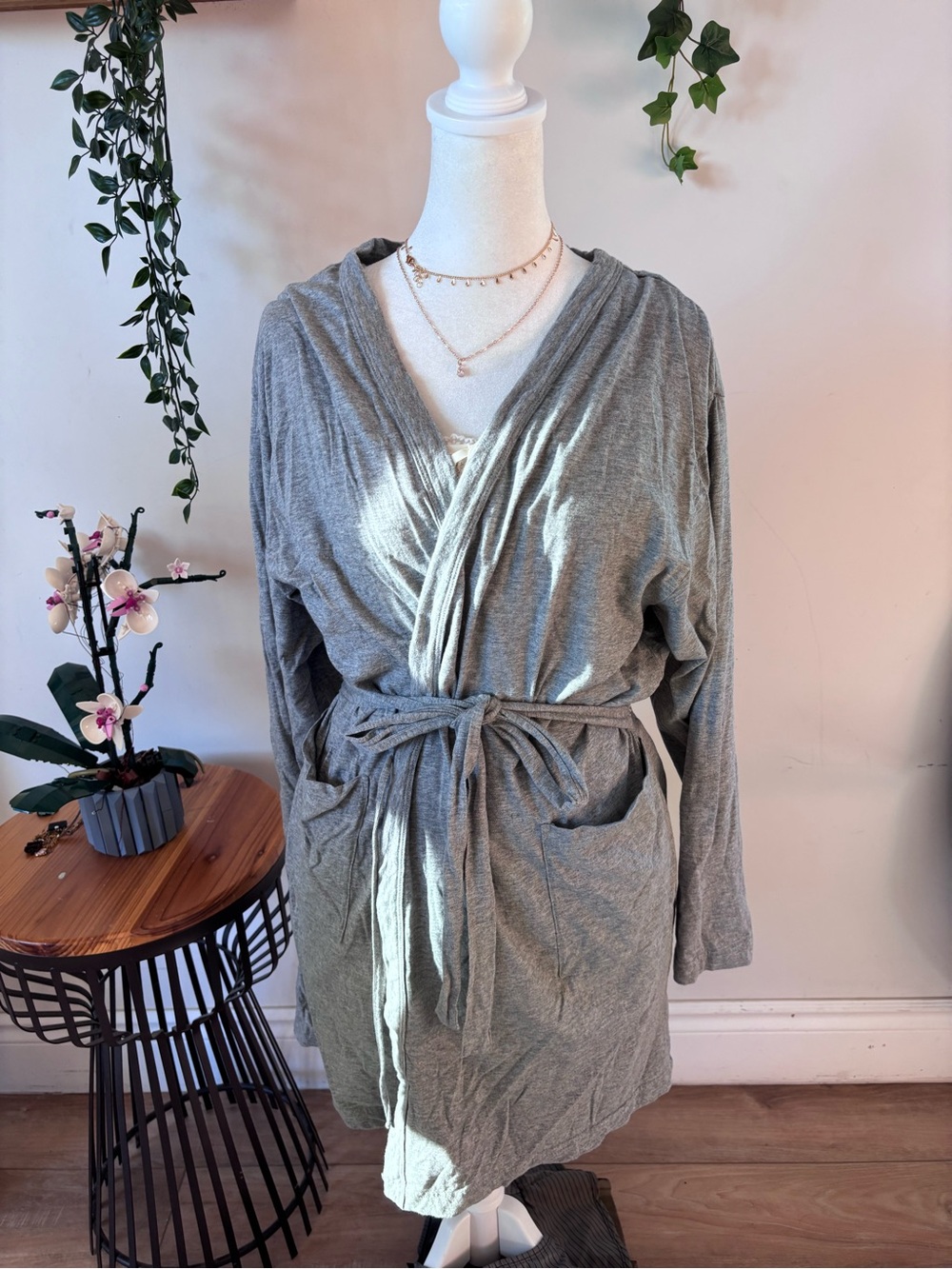 Victoria's Secret Light Gray Wrap Robe with Belt